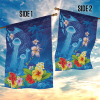 Fiji Jellyfish Garden Flag Tapa Patterns and Hibiscus Sea Vibe LT03 - Polynesian Pride