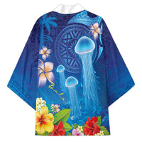 Fiji Jellyfish Kimono Tapa Patterns and Hibiscus Sea Vibe LT03 - Polynesian Pride