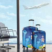 Fiji Jellyfish Luggage Cover Tapa Patterns and Hibiscus Sea Vibe LT03 - Polynesian Pride