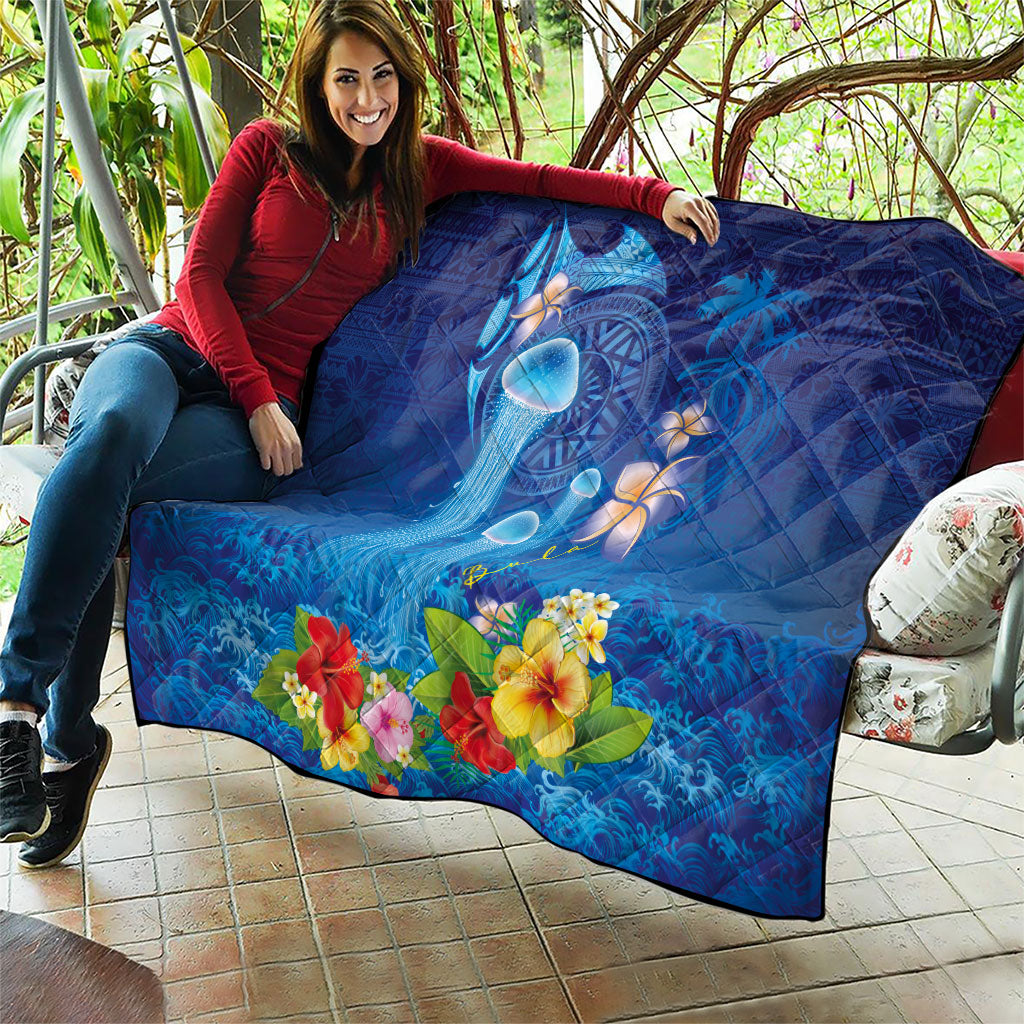 Fiji Jellyfish Quilt Tapa Patterns and Hibiscus Sea Vibe LT03 - Polynesian Pride