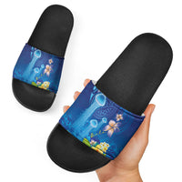 Fiji Jellyfish Slide Sandals Tapa Patterns and Hibiscus Sea Vibe LT03 - Polynesian Pride