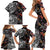 Hawaiian and Japanese Together Family Matching Short Sleeve Bodycon Dress and Hawaiian Shirt Polynesian Triball Tattoo Koi Carps and Sakura