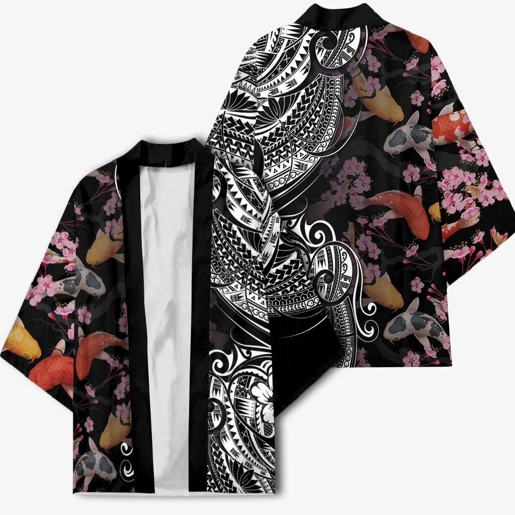 Hawaiian and Japanese Together Kimono Polynesian Triball Tattoo Koi Carps and Sakura LT03 - Polynesian Pride