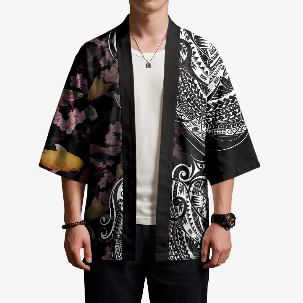 Hawaiian and Japanese Together Kimono Polynesian Triball Tattoo Koi Carps and Sakura LT03 - Polynesian Pride