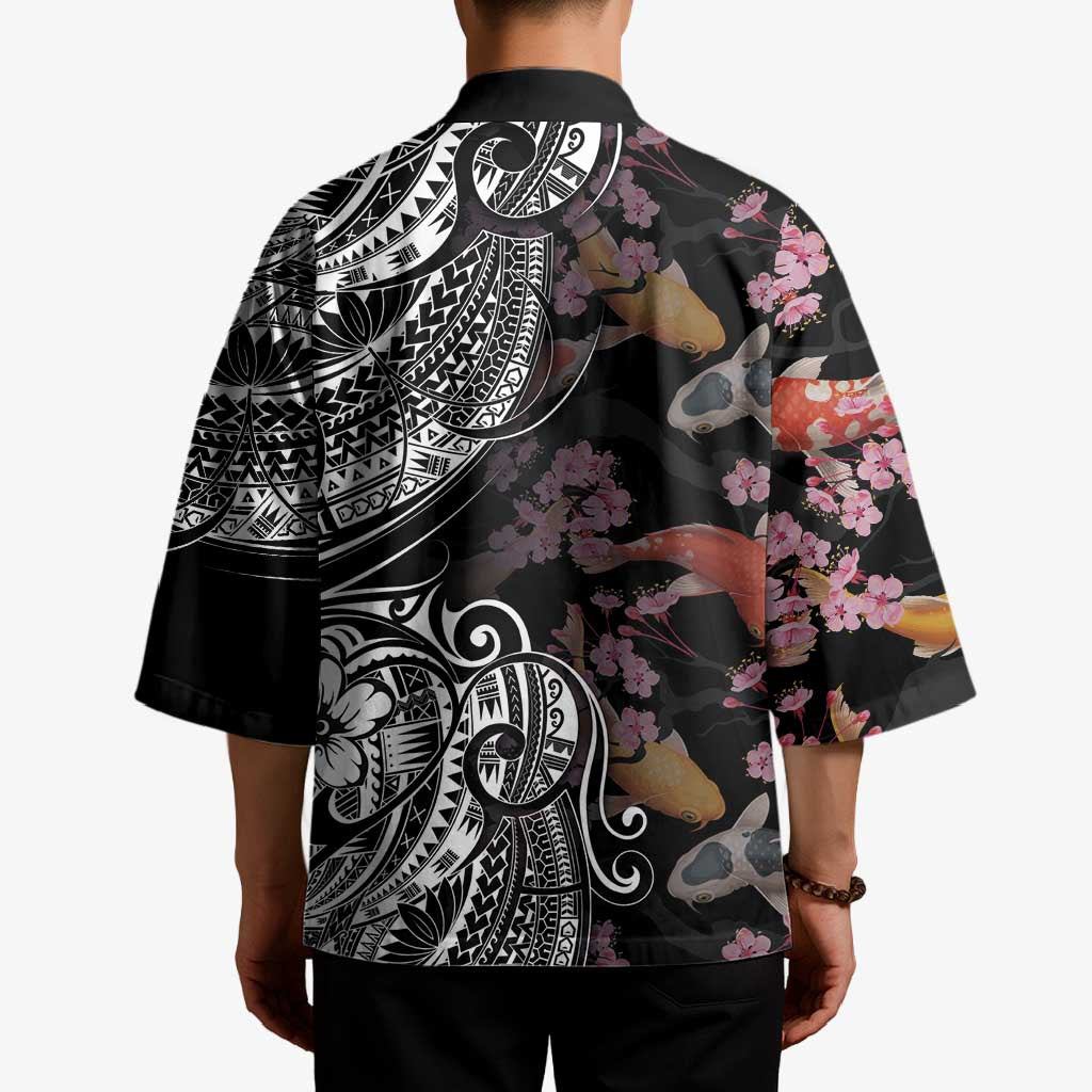Hawaiian and Japanese Together Kimono Polynesian Triball Tattoo Koi Carps and Sakura LT03 - Polynesian Pride