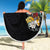 Hawaiian and Japanese Together Beach Blanket Colorful Traditional Japanese Tattoo and Kakau Pattern Black Color