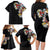 Hawaiian and Japanese Together Family Matching Long Sleeve Bodycon Dress and Hawaiian Shirt Colorful Traditional Japanese Tattoo and Kakau Pattern Black Color