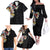 Hawaiian and Japanese Together Family Matching Off The Shoulder Long Sleeve Dress and Hawaiian Shirt Colorful Traditional Japanese Tattoo and Kakau Pattern Black Color