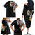 Hawaiian and Japanese Together Family Matching Off The Shoulder Long Sleeve Dress and Hawaiian Shirt Colorful Traditional Japanese Tattoo and Kakau Pattern Black Color