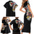 Hawaiian and Japanese Together Family Matching Short Sleeve Bodycon Dress and Hawaiian Shirt Colorful Traditional Japanese Tattoo and Kakau Pattern Black Color