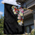 Hawaiian and Japanese Together Garden Flag Colorful Traditional Japanese Tattoo and Kakau Pattern Black Color