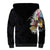 Hawaiian and Japanese Together Sherpa Hoodie Colorful Traditional Japanese Tattoo and Kakau Pattern Black Color