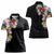 Hawaiian and Japanese Together Women Polo Shirt Colorful Traditional Japanese Tattoo and Kakau Pattern Black Color