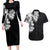 Hawaiian and Japanese Together Couples Matching Long Sleeve Bodycon Dress and Hawaiian Shirt Japanese Koi Fish Tattoo and Kakau Pattern Black Color