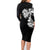 Hawaiian and Japanese Together Family Matching Long Sleeve Bodycon Dress and Hawaiian Shirt Japanese Koi Fish Tattoo and Kakau Pattern Black Color