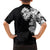 Hawaiian and Japanese Together Family Matching Off The Shoulder Long Sleeve Dress and Hawaiian Shirt Japanese Koi Fish Tattoo and Kakau Pattern Black Color