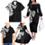 Hawaiian and Japanese Together Family Matching Off The Shoulder Long Sleeve Dress and Hawaiian Shirt Japanese Koi Fish Tattoo and Kakau Pattern Black Color