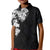 Hawaiian and Japanese Together Kid Polo Shirt Japanese Koi Fish Tattoo and Kakau Pattern Black Color