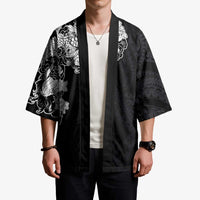 Hawaiian and Japanese Together Kimono Japanese Koi Fish Tattoo and Kakau Pattern Black Color LT03 - Polynesian Pride