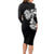 Hawaiian and Japanese Together Long Sleeve Bodycon Dress Japanese Koi Fish Tattoo and Kakau Pattern Black Color