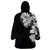 Hawaiian and Japanese Together Wearable Blanket Hoodie Japanese Koi Fish Tattoo and Kakau Pattern Black Color