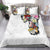 Hawaiian and Japanese Together Bedding Set Colorful Traditional Japanese Tattoo and Kakau Pattern White Color