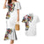 Hawaiian and Japanese Together Couples Matching Mermaid Dress and Hawaiian Shirt Colorful Traditional Japanese Tattoo and Kakau Pattern White Color