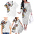 Hawaiian and Japanese Together Family Matching Off The Shoulder Long Sleeve Dress and Hawaiian Shirt Colorful Traditional Japanese Tattoo and Kakau Pattern White Color