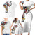 Hawaiian and Japanese Together Family Matching Short Sleeve Bodycon Dress and Hawaiian Shirt Colorful Traditional Japanese Tattoo and Kakau Pattern White Color