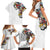 Hawaiian and Japanese Together Family Matching Short Sleeve Bodycon Dress and Hawaiian Shirt Colorful Traditional Japanese Tattoo and Kakau Pattern White Color