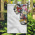 Hawaiian and Japanese Together Garden Flag Colorful Traditional Japanese Tattoo and Kakau Pattern White Color