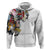 Hawaiian and Japanese Together Hoodie Colorful Traditional Japanese Tattoo and Kakau Pattern White Color