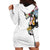 Hawaiian and Japanese Together Hoodie Dress Colorful Traditional Japanese Tattoo and Kakau Pattern White Color