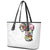 Hawaiian and Japanese Together Leather Tote Bag Colorful Traditional Japanese Tattoo and Kakau Pattern White Color