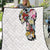 Hawaiian and Japanese Together Quilt Colorful Traditional Japanese Tattoo and Kakau Pattern White Color