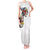 Hawaiian and Japanese Together Tank Maxi Dress Colorful Traditional Japanese Tattoo and Kakau Pattern White Color