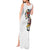 Hawaiian and Japanese Together Tank Maxi Dress Colorful Traditional Japanese Tattoo and Kakau Pattern White Color