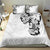 Hawaiian and Japanese Together Bedding Set Japanese Koi Fish Tattoo and Kakau Pattern White Color