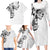 Hawaiian and Japanese Together Family Matching Long Sleeve Bodycon Dress and Hawaiian Shirt Japanese Koi Fish Tattoo and Kakau Pattern White Color