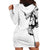 Hawaiian and Japanese Together Hoodie Dress Japanese Koi Fish Tattoo and Kakau Pattern White Color