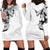 Hawaiian and Japanese Together Hoodie Dress Japanese Koi Fish Tattoo and Kakau Pattern White Color