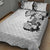 Hawaiian and Japanese Together Quilt Bed Set Japanese Koi Fish Tattoo and Kakau Pattern White Color