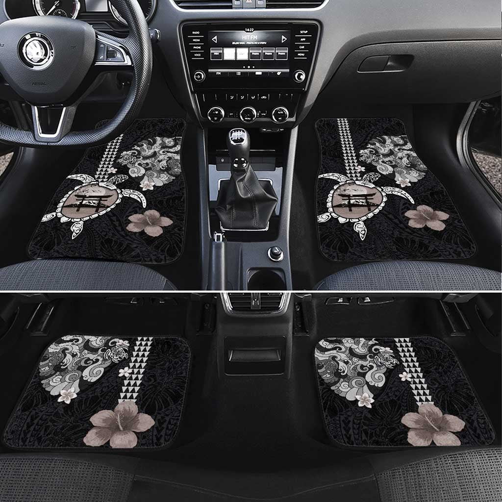 Hawaiian and Japanese Together Car Mats Japanese Culture and Turtle Kakau Tattoo Black Color LT03 Set 4pcs Black - Polynesian Pride