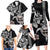 Hawaiian and Japanese Together Family Matching Long Sleeve Bodycon Dress and Hawaiian Shirt Japanese Culture and Turtle Kakau Tattoo Black Color