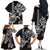 Hawaiian and Japanese Together Family Matching Off The Shoulder Long Sleeve Dress and Hawaiian Shirt Japanese Culture and Turtle Kakau Tattoo Black Color