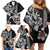 Hawaiian and Japanese Together Family Matching Off Shoulder Short Dress and Hawaiian Shirt Japanese Culture and Turtle Kakau Tattoo Black Color