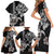 Hawaiian and Japanese Together Family Matching Short Sleeve Bodycon Dress and Hawaiian Shirt Japanese Culture and Turtle Kakau Tattoo Black Color