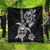 Hawaiian and Japanese Together Quilt Japanese Culture and Turtle Kakau Tattoo Black Color