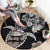 Hawaiian and Japanese Together Round Carpet Japanese Culture and Turtle Kakau Tattoo Black Color