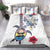 Hawaiian and Japanese Together Bedding Set Japanese Culture and Turtle Kakau Tattoo White Color